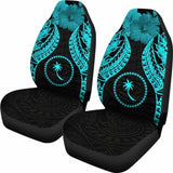 Chuuk Polynesian Car Seat Covers Pride Seal And Hibiscus Neon Blue - 232125 - YourCarButBetter