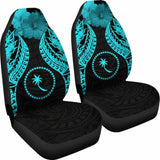 Chuuk Polynesian Car Seat Covers Pride Seal And Hibiscus Neon Blue - 232125 - YourCarButBetter