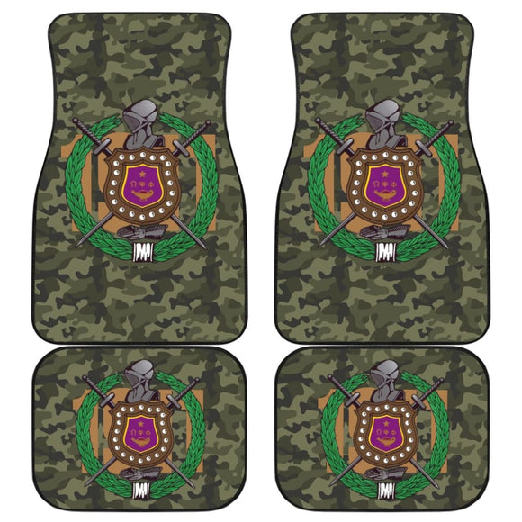 Classic Green Camouflage Omega Psi Phi Car Floor Mats 211706 - YourCarButBetter