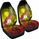 Cnmi Car Seat Covers - Humpback Whale With Tropical Flowers (Yellow) - 102802 - YourCarButBetter
