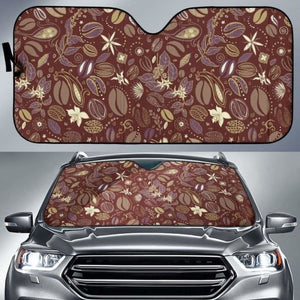 Coffee Bean Flower Pattern Car Auto Sun Shades 460402 - YourCarButBetter