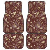 Coffee Bean Flower Pattern Front And Back Car Mats 163730 - YourCarButBetter