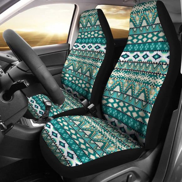 Colorful Aztec Green Design Car Seat Covers 174510 - YourCarButBetter