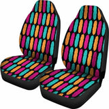 Colorful Boho Feathers On Black Background Car Seat Covers Pink Teal And Orange 105905 - YourCarButBetter