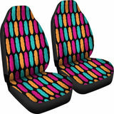 Colorful Boho Feathers On Black Background Car Seat Covers Pink Teal And Orange 105905 - YourCarButBetter