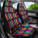 Colorful Boho Feathers On Black Background Car Seat Covers Pink Teal And Orange 105905 - YourCarButBetter