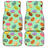 Colorful Donut Pattern Green Background Front And Back Car Mats 153908 - YourCarButBetter
