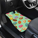 Colorful Donut Pattern Green Background Front And Back Car Mats 153908 - YourCarButBetter