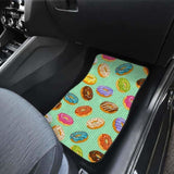 Colorful Donut Pattern Green Background Front And Back Car Mats 153908 - YourCarButBetter