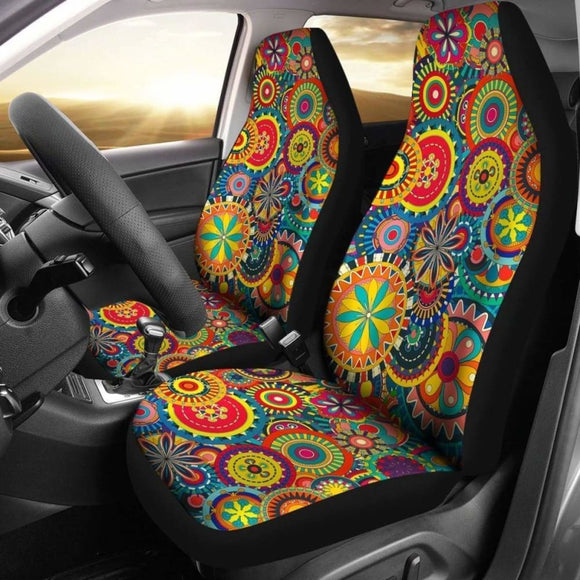 Colorful Floral Pattern Boho Car Seat Covers 04 153908 - YourCarButBetter