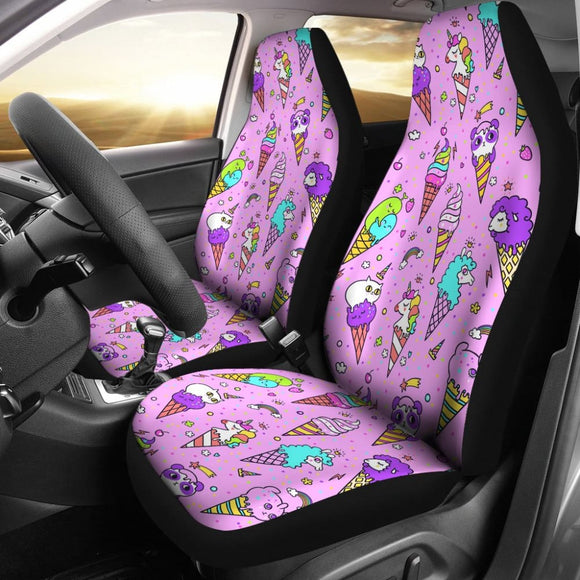 Colorful Funny Cute Ice Cream Car Seat Covers 211703 - YourCarButBetter