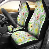 Colorful Green Watercolor Floral Car Seat Covers 174510 - YourCarButBetter