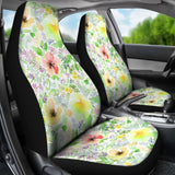 Colorful Green Watercolor Floral Car Seat Covers 174510 - YourCarButBetter