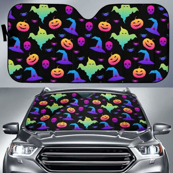 Colorful Halloween Background Car Auto Sun Shades 085424 - YourCarButBetter