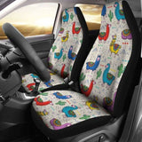 Colorful Llama Pattern On Burlap Style Background Boho Car Seat Covers 102802 - YourCarButBetter