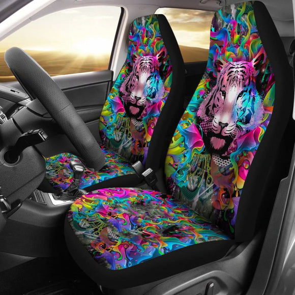 Colorful Male Nature Habitat Tiger Head Car Seat Covers 211102 - YourCarButBetter