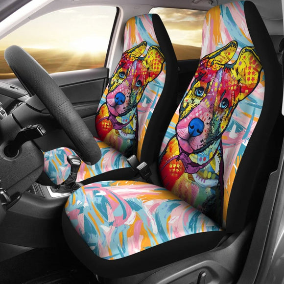Colorful Painting Pitbull Car Seat Covers 211604 - YourCarButBetter