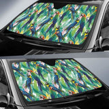 Colorful Parrot Exotic Flower Leaves Car Auto Sun Shades 182102 - YourCarButBetter