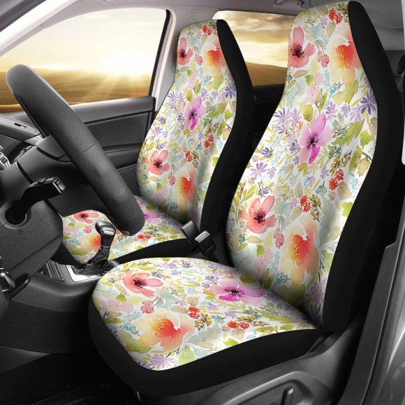 Colorful Pink Watercolor Floral Car Seat Covers 174510 - YourCarButBetter