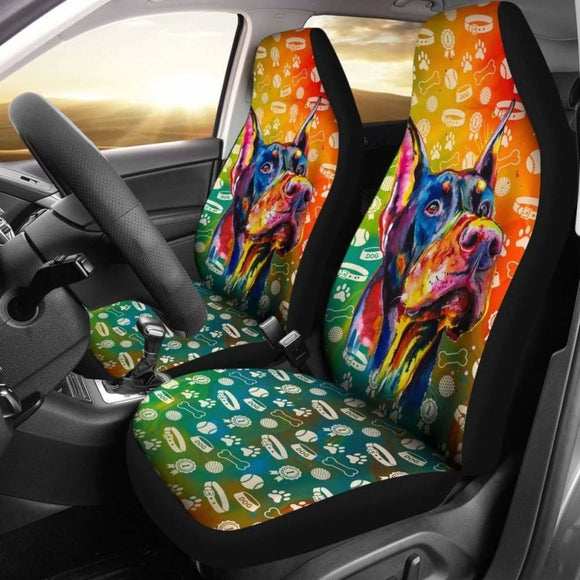 Colorful Pinscher Dog Car Seat Covers 3 160830 - YourCarButBetter
