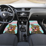 Colorful Pitbull Amazing Gift Ideas For Pitbull Lovers Car Floor Mats 211604 - YourCarButBetter