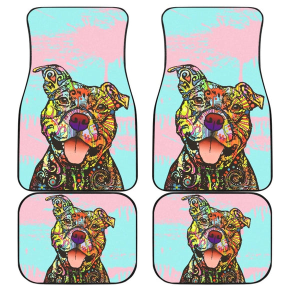 Colorful Pitbull Amazing Gift Ideas For Pitbull Lovers Car Floor Mats 211604 - YourCarButBetter