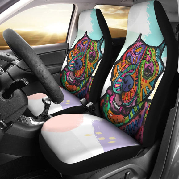 Colorful Pitbull Design Car Seat Covers 211301 - YourCarButBetter