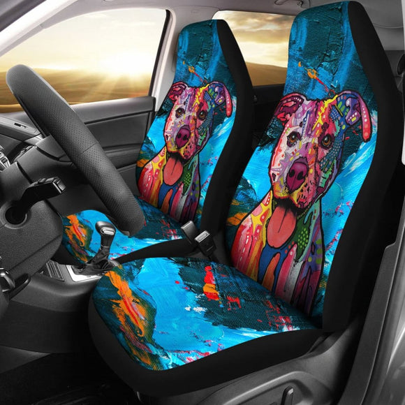 Colorful Pitbull Love a Bull Car Seat Covers 211604 - YourCarButBetter