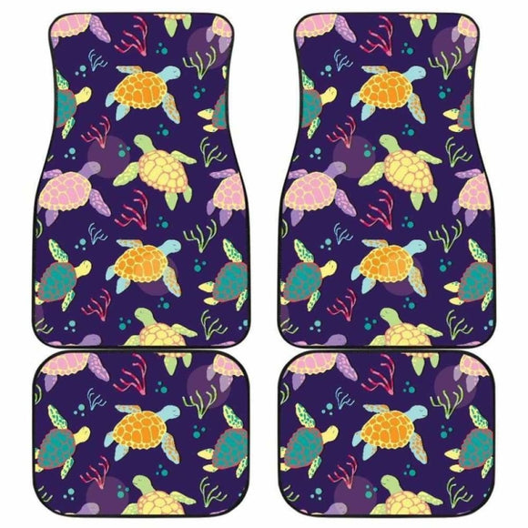 Colorful Sea Turtle Pattern Front And Back Car Mats 091814 051512 - YourCarButBetter