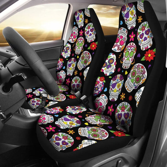 Colorful Sugar Skull Car Seat Covers 101819 - YourCarButBetter