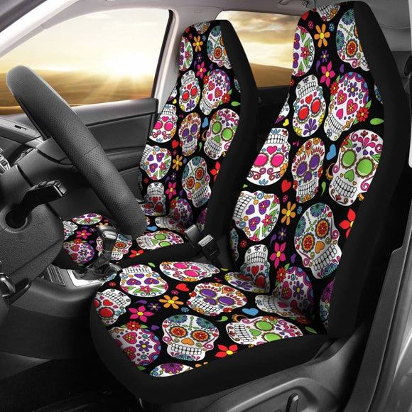 Colorful Sugar Skull Ii Car Seat Covers 101819 - YourCarButBetter