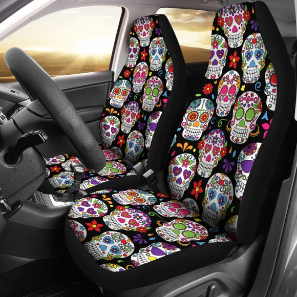 Colorful Sugar Skull Iii Car Seat Covers 101819 - YourCarButBetter