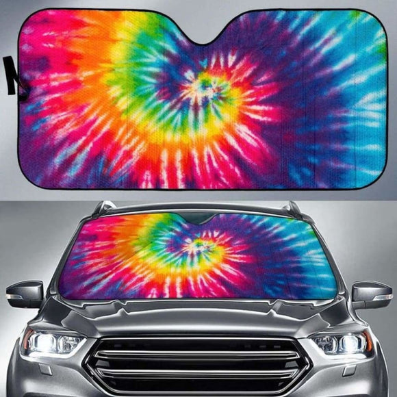 Colorful Tie Dye Spiral Car Sun Shades 104020 - YourCarButBetter