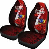 Cook Island Polynesian Car Seat Covers - Coat Of Arm With Hibiscus - 232125 - YourCarButBetter