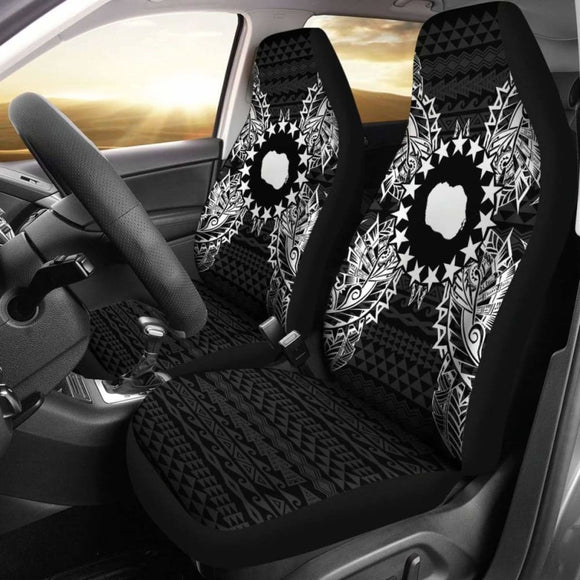 Cook Islands Car Seat Cover - Cook Islands Flag Map Black - 105905 - YourCarButBetter