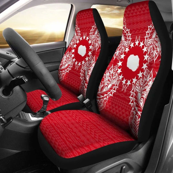 Cook Islands Car Seat Cover - Cook Islands Flag Map Red White - 105905 - YourCarButBetter