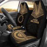 Cook Islands Car Seat Cover - Cook Islands Flag Polynesian Chief Tattoo Gold Version - 10 174914 - YourCarButBetter