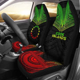 Cook Islands Car Seat Cover - Cook Islands Flag Polynesian Chief Tattoo Reggae Version - 10 174914 - YourCarButBetter