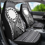 Cook Islands Car Seat Cover - Cook Islands Flag Polynesian Tattoo Black - 9 174914 - YourCarButBetter
