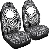 Cook Islands Car Seat Cover - Cook Islands Flag Polynesian Tattoo Black - 9 174914 - YourCarButBetter
