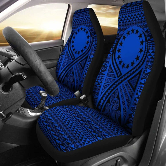 Cook Islands Car Seat Cover - Cook Islands Flag Polynesian Tattoo Blue - 105905 - YourCarButBetter