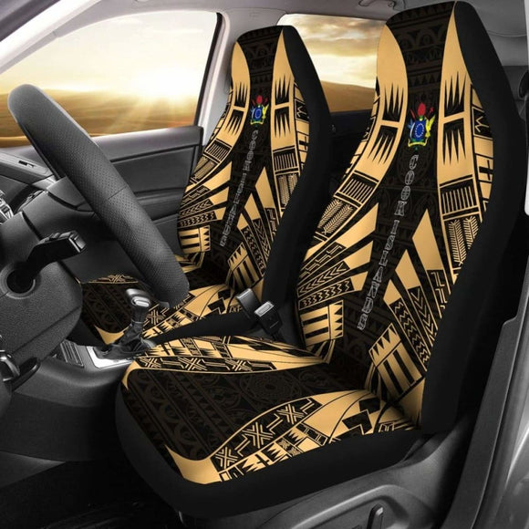 Cook Islands Car Seat Covers - Polynesian Tattoo Gold - 9 174914 - YourCarButBetter