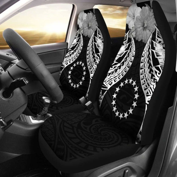 Cook Islands Polynesian Car Seat Covers Pride Seal And Hibiscus Black - 232125 - YourCarButBetter
