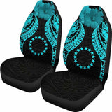 Cook Islands Polynesian Car Seat Covers Pride Seal And Hibiscus Neon Blue - 232125 - YourCarButBetter