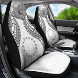 Cook Islands Polynesian Car Seat Covers Pride Seal And Hibiscus White - 232125 - YourCarButBetter