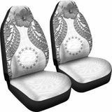 Cook Islands Polynesian Car Seat Covers Pride Seal And Hibiscus White - 232125 - YourCarButBetter