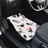 Cool Rooster Chicken Cock Floral Ornament Background Front And Back Car Mats 181703 - YourCarButBetter