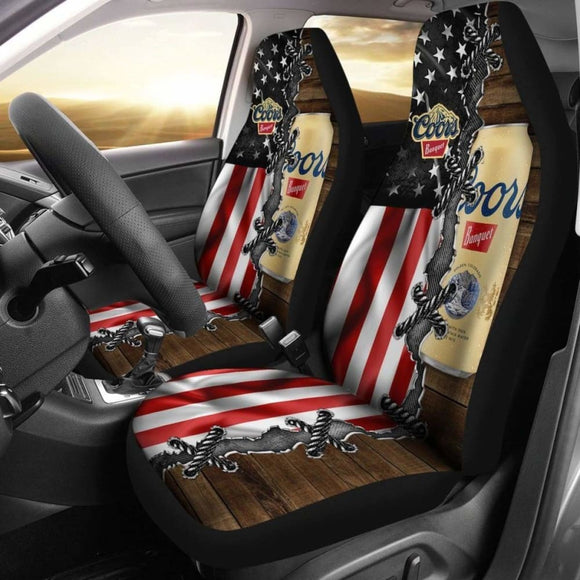 Coors Banquet Car Seat Covers American Flag Beer Lover 195016 - YourCarButBetter