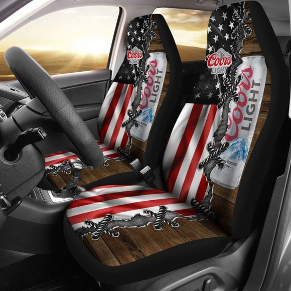 Coors Light Car Seat Covers American Flag For Beer Lover 195016 - YourCarButBetter