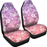 Coral And Purple Ombre Car Seat Covers With White Hibiscus Pattern Overlay 101819 - YourCarButBetter